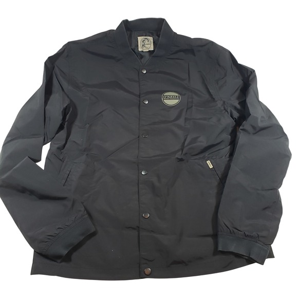 O'Neill Other - O Neill Surfing‎ Company USA Black Bomber Jacket Mens Size L Snap Front Logo